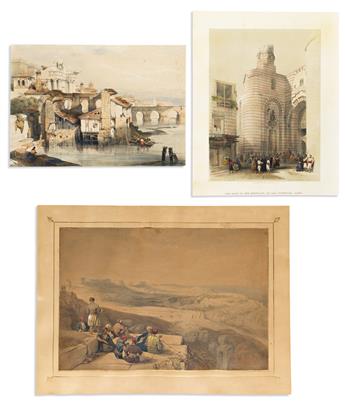 ROBERTS, DAVID. Group of 17 mostly hand-colored tinted lithographed plates from: